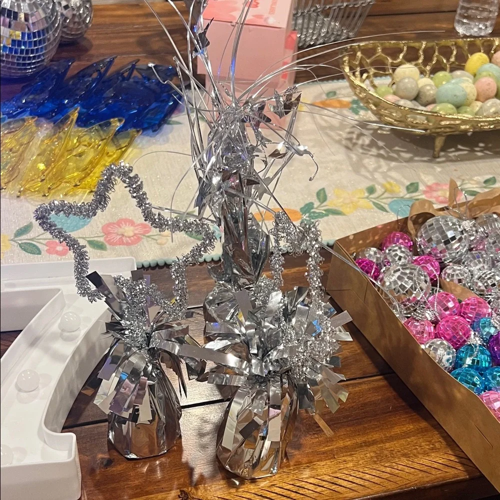 Silver Disco Ball Party Set birthday all items like new